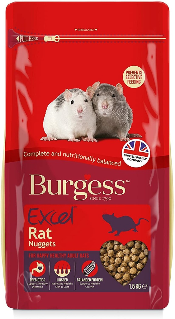 Burgess Excel Rat Nuggets Balanced, Healthy Diet With Added Minerals