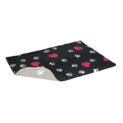 Vetbed Non Slip Charcoal Pink & White Hearts & Paws