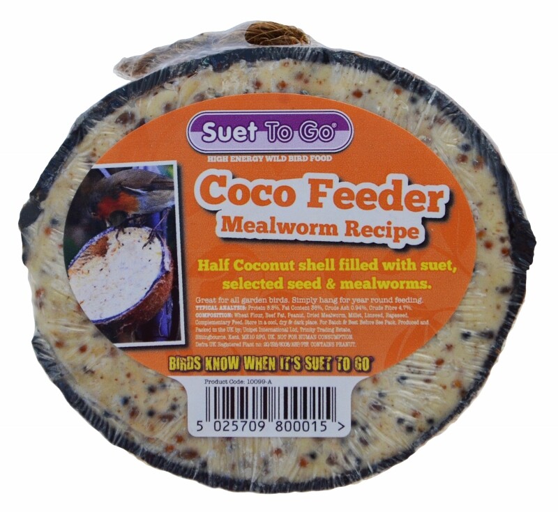 Unipet Suet To Go - Mealworm Half Coconut Feeder (Pack / Box Of 10)
