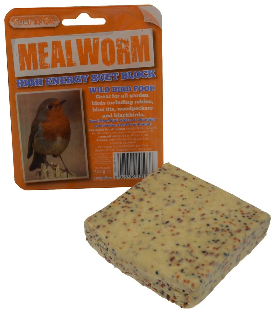 Unipet Wild Bird Suet Block In Tray – Mealworm (1 Tray)