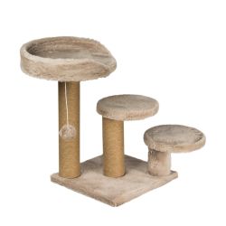 Dubex Short Plush Triple Post & Bed Cat Scratcher Beige