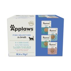 Applaws Natural Wet Adult Cat Food Fish Selection in Broth 24pk