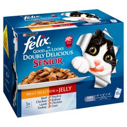 Felix As Good As It Looks Doubly Delicious Senior Meat Selection in Jelly 12pk