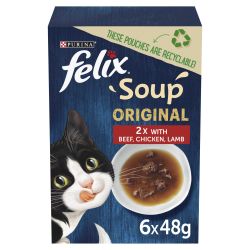 FELIX Soup Farm Selection Beef, Chicken and Lamb Wet Cat Food 6pk