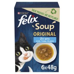 FELIX Soup Fish Selection Plaice, Tuna and Cod Wet Cat Food 6pk