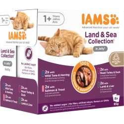 Iams Advanced Nutrition Adult 1+ Years  Cat Land & Sea Collection in Jelly 8pk