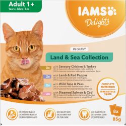 Iams Delights Adult Cat Land & Sea Collection in Gravy 8pk