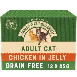 James Wellbeloved Grain Free Adult Cat Food Pouches Chicken in Jelly 12 Pack