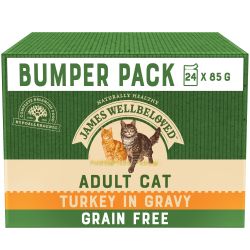James Wellbeloved Grain Free Adult Cat Food Pouches Turkey in Gravy 24 Pack