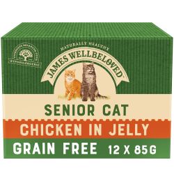 James Wellbeloved Grain Free Senior Cat Food Pouch Chicken in Jelly 12 Pack