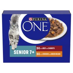 PURINA ONE 7+ Senior Cat Mini Fillets Chicken & Beef 8pk