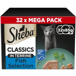 SHEBA Classics Adult Wet Cat Food Fish Selection in Terrine 32 Pack
