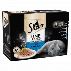 Sheba Fine Flakes Cat Pouches Fish Collection in Jelly 12 pack