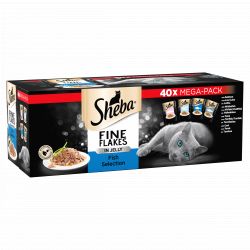 Sheba Fine Flakes Cat Pouches Fish Collection in Jelly 40 Bulk Packs