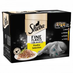 Sheba Fine Flakes Cat Pouches Poultry Collection in Jelly 12 Pack