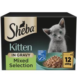 SHEBA Mixed Selection Kitten Wet Cat Food in Gravy 12 Pack