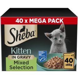 SHEBA Mixed Selection Kitten Wet Cat Food in Gravy 40 Pack