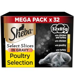 Sheba Select Slices Cat Trays Poultry Collection in Gravy 32 Pack