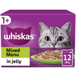 Whiskas 1+ Mixed Menu Adult Wet Cat Food Pouches in Jelly 12 Pack