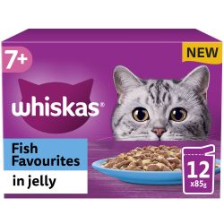 Whiskas 7+ Fish Favourites Senior Wet Cat Food Pouches in Jelly 12 Pack