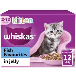 Whiskas Kitten Fish Favourites Wet Cat Food Pouches in Jelly 12 Pack