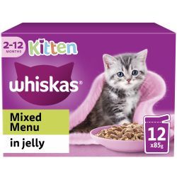 Whiskas Kitten Mixed Menu Wet Cat Food Pouches in Jelly 12 Pack
