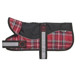 aniMate Reflective Black/Red Tartan Padded Harness Coat  (36cm)