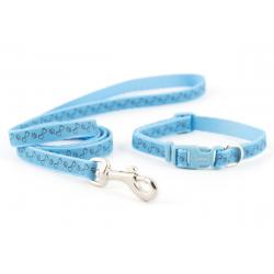 Ancol Paw & Bone Collar & Lead Set Blue