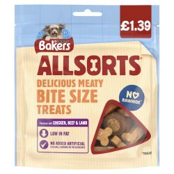 BAKERS Allsorts Chicken, Beef and Lamb Dog Treats PMP£1.39