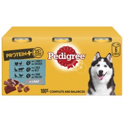 Pedigree Protein Plus Dog Tins Mixed Selection in Loaf 6 Pack