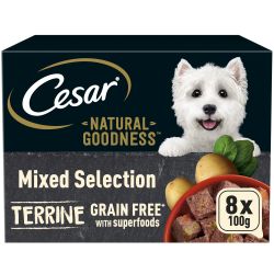 CESAR NATURAL GOODNESS Grain Free Adult Dog Food Mix Terrine 8 Pack