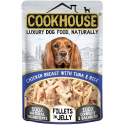 Cookhouse Dog Chicken Breast with Tuna & Rice Fillets in Jelly