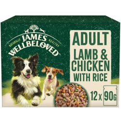 James Wellbeloved Adult Wet Dog Food Lamb,Chicken & Rice Gravy Pouch 12 Pack