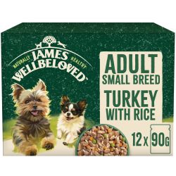 James Wellbeloved Adult Wet Dog Food Small Breed Turkey & Rice Pouch 12 Pack