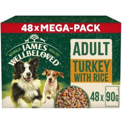 James Wellbeloved Adult Wet Dog Food Turkey & Rice Mega Pack Pouch 48 Pack