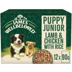 James Wellbeloved Puppy Wet Dog Food Lamb,Chicken,Rice Gravy Pouch 12 Pack