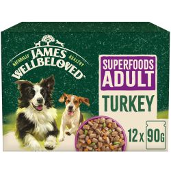 James Wellbeloved Superfoods Adult Wet Dog Food Turkey Gravy Pouch 12 Pack