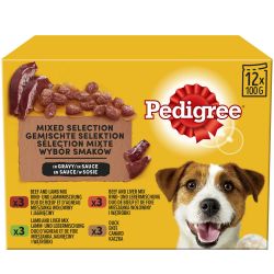 Pedigree Wet Dog Food Pouches Beef, Liver and Vegetables in Gravy 12 Pack