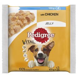 Pedigree Wet Dog Food Pouches Chicken in Jelly 3 Pack