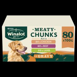 Winalot Pouches Adult Dog Meaty Chunks In Gravy 80pk