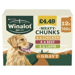 WINALOT Pouches Meaty Chunks Mixed in Gravy 12pk PMP £4.49