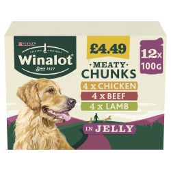 WINALOT Pouches Meaty Chunks Mixed in Jelly 12pk PMP £4.49
