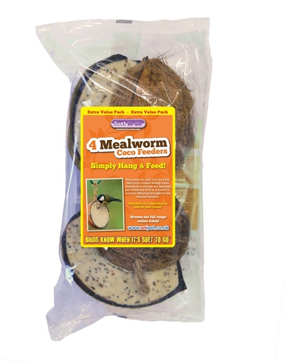 [UNI002] Unipet Suet To Go - Quad Pack Half Coconut Feeders (Pack Of 4)