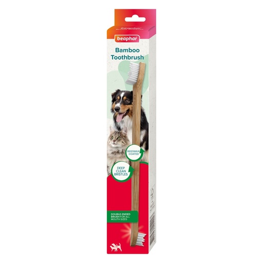 [1000503] Beaphar Doubled-Ended Bamboo Toothbrush For Cats, Dogs And All Other Pets