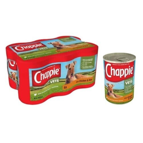 Chappie Adult Wet Dog Food Tin Chicken & Rice X 6