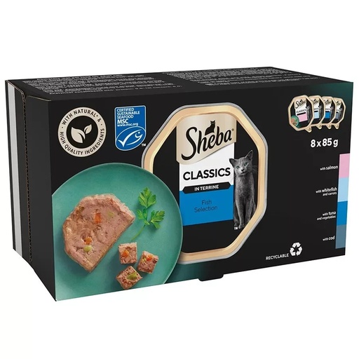 Sheba Classic Fish Selection Cat Food (Cod, Tuna & Salmon) In Terrine