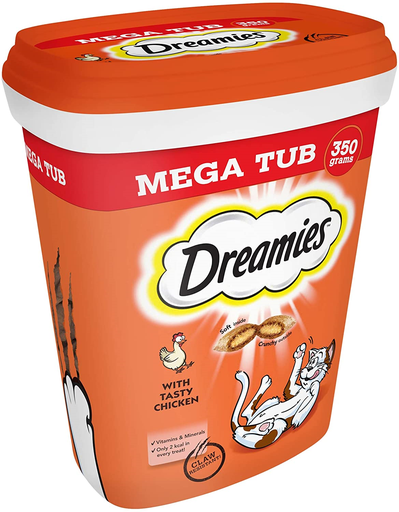 Dreamies Mega Tub Cat Treat With Chicken X2