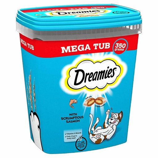 Dreamies Mega Tub Cat Treat With Salmon X2
