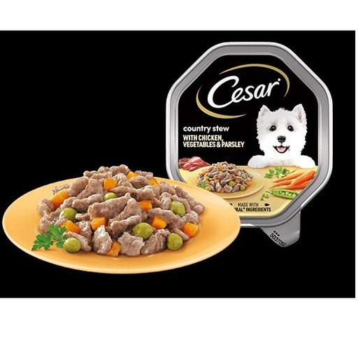 Cesar Tray Country Stew With Chicken, Vegetables & Parsley In Gravy 14 X