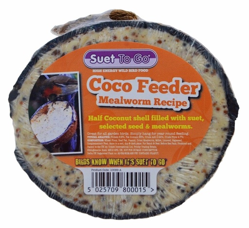 [UNI004] Unipet Suet To Go - Mealworm Half Coconut Feeder (Pack Of 1)
